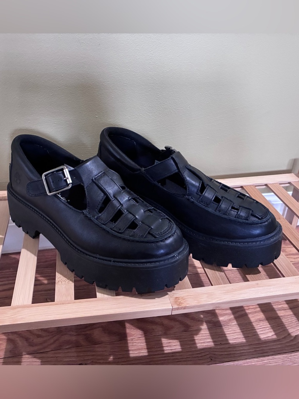 Timberland Stone Street Mary Jane Platform Leather Shoes
